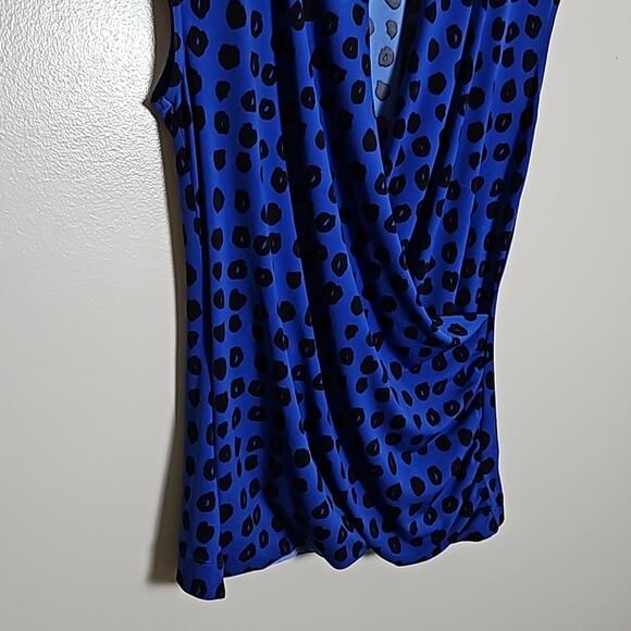 Chaus New York Blue Black Wrap Sleeveless Blouse Sz Small - Picture 4 of 11